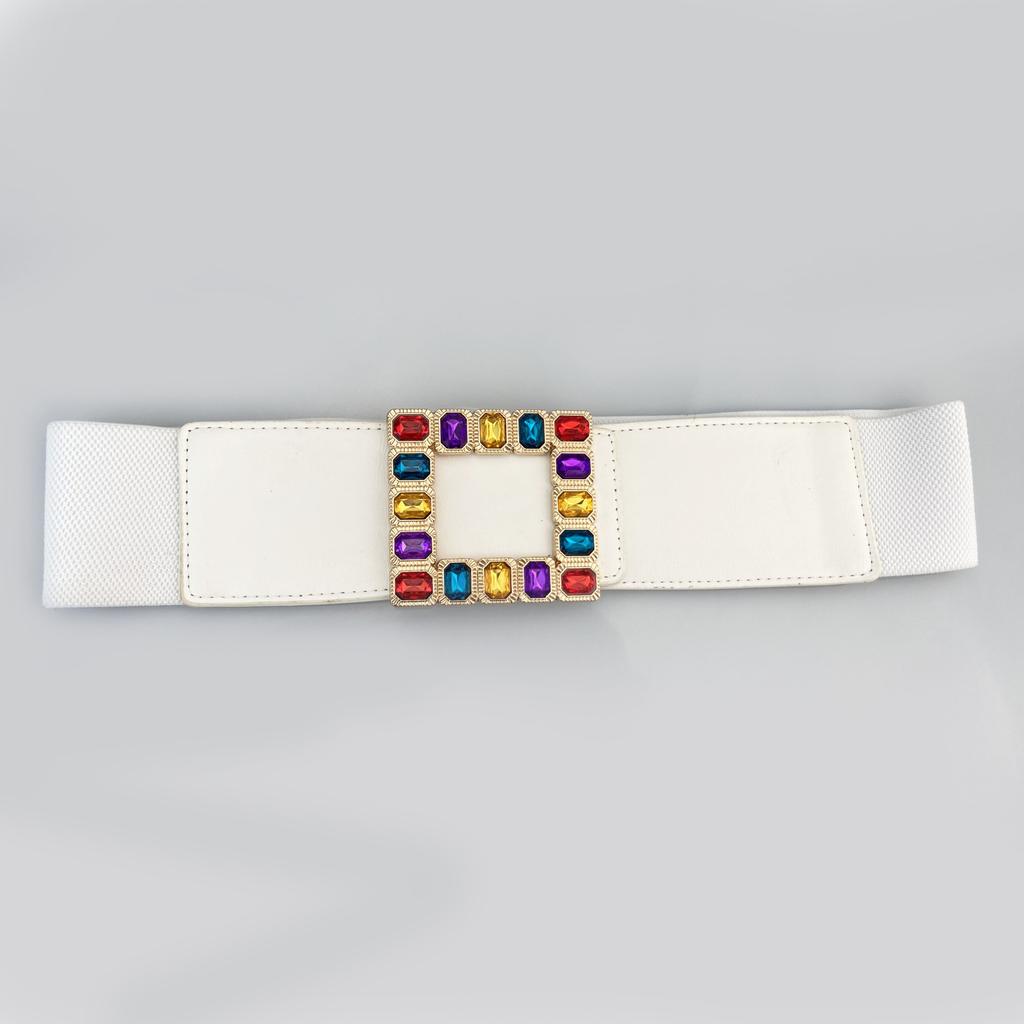 2026 Ladies Colorful Rhinestone Buckle Fashion Elastic Wide Waist Seal Coat Dress Corset Belts for Women Luxury Female Waistband