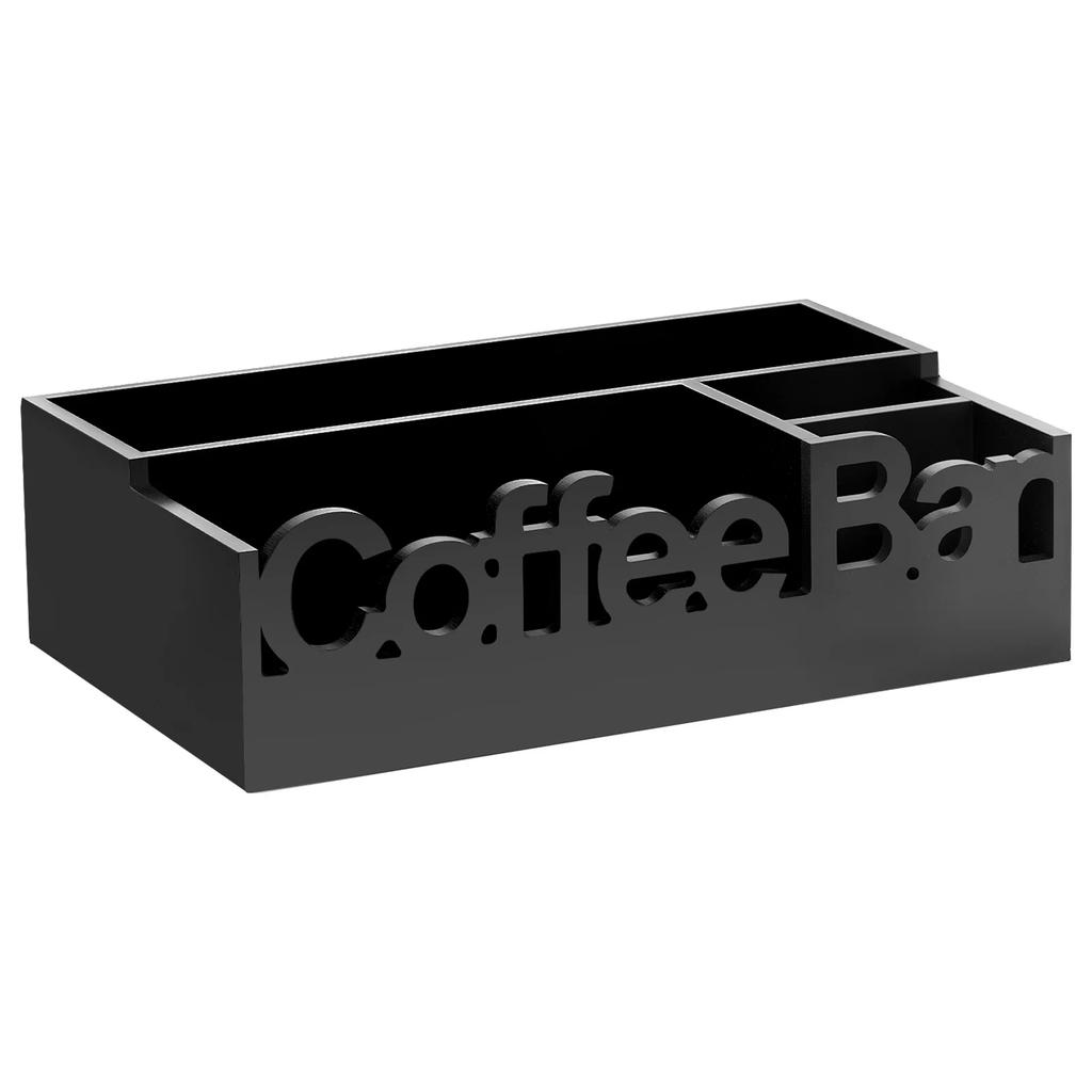 Wood Organizer boxes with 5 Compartments for Coffee bean Sealed jar Cups Condiment Sundries tableware Bar Home kitchen organizer