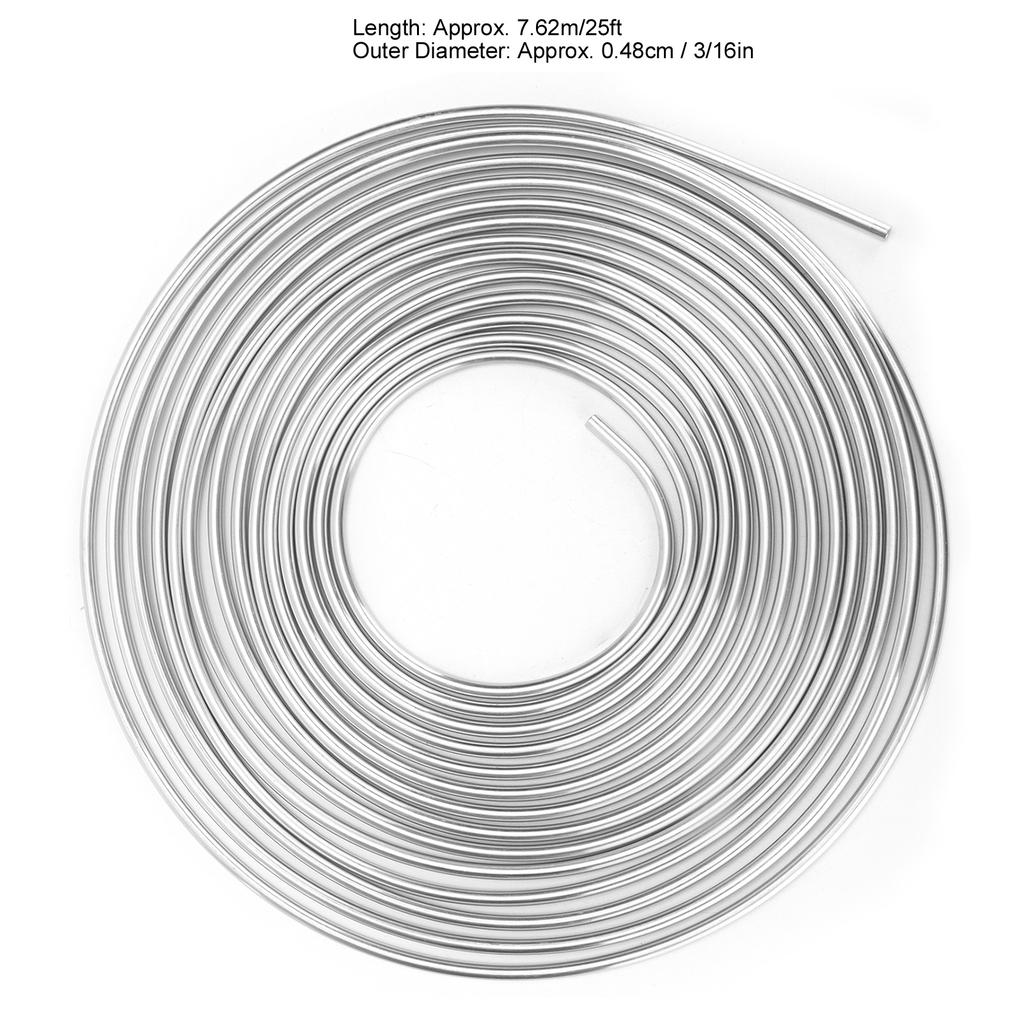 25ft Brake Line Tubing Copper Nickel Plated 3/16in OD Coil Roll for Hydraulic Braking Fuel System(Silver )