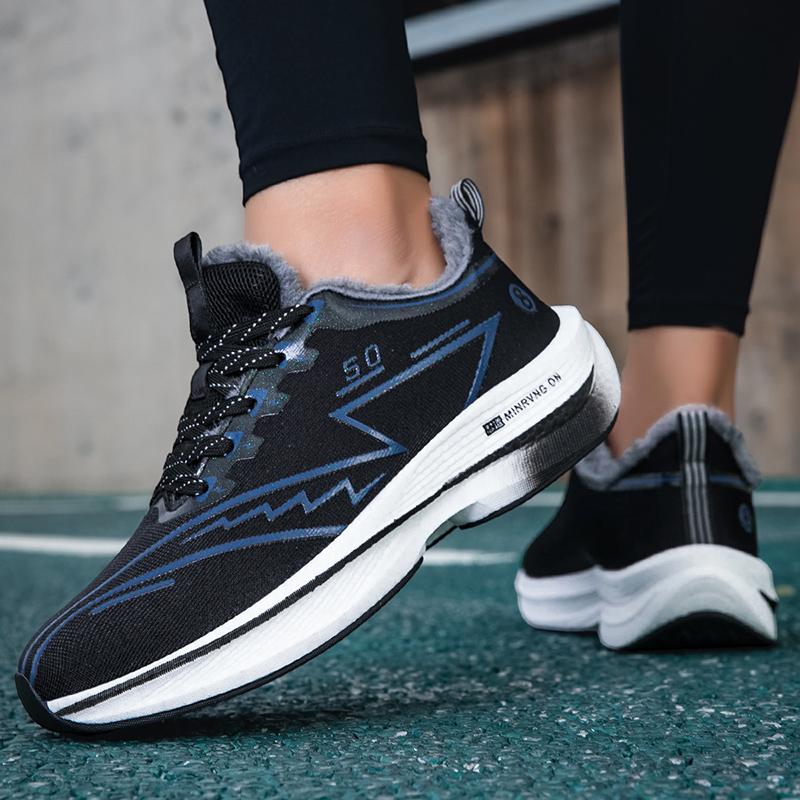 Plush Warm Winter Sneakers Men's Damping Sports Shoes Women Breathable Running Shoes Fitness Training Shoes Anti-slip Trainers
