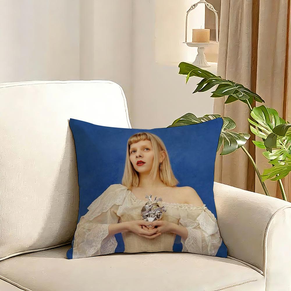 AAurora Aksnes Singer Cushion Cover Reversible Plush Pillow Cover Soft Fluffy  Home Decor for Sofa Bedroom