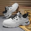 2024 Autumn Men's Low-Top Breathable Leather Work Boots - Thick-Soled, Non-Slip, Trendy Sports Running Shoes.