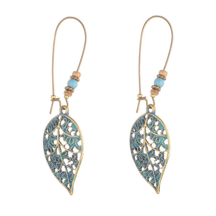Eco-Chic Green Leaf Retro Earrings Alloy