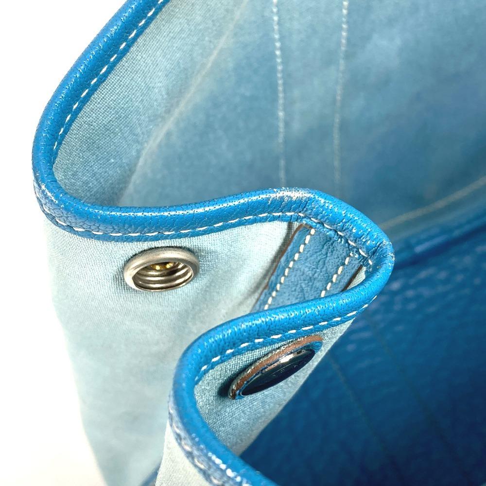 Hermes Garden Party TPM Hand Bag Tote Bag Toile Offishe/Leather Blue