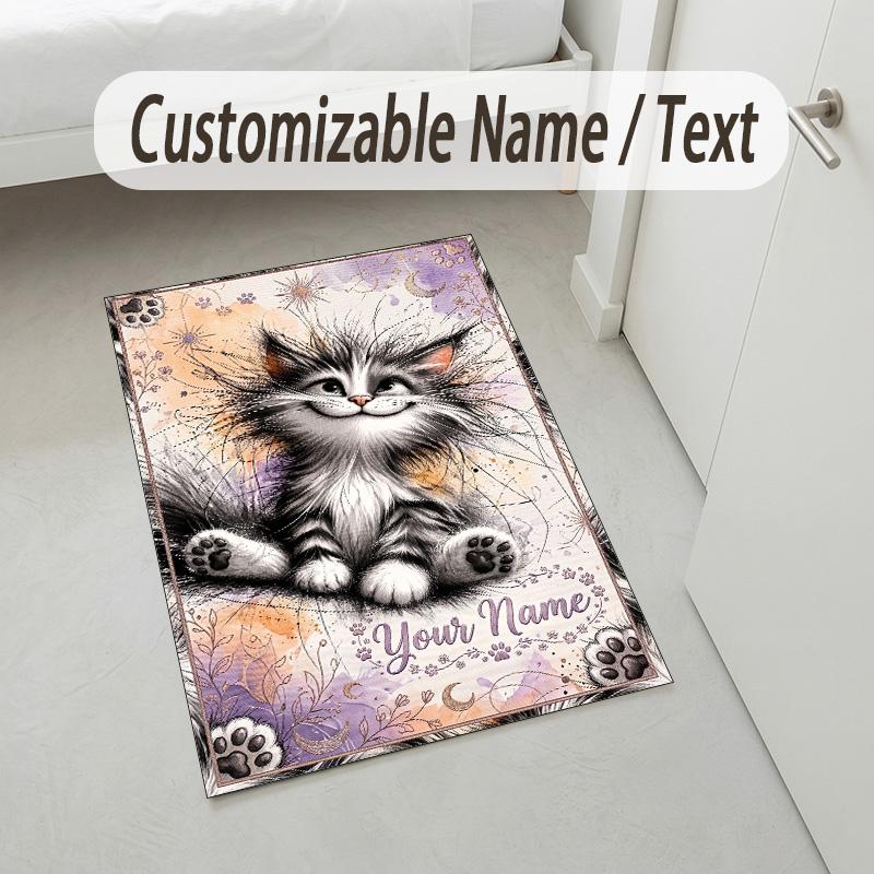 Jungle Safari Theme Soft Crystal Velvet Rug Custom Name & Text Print Non Slip Floor Rug for Bedroom Living Room