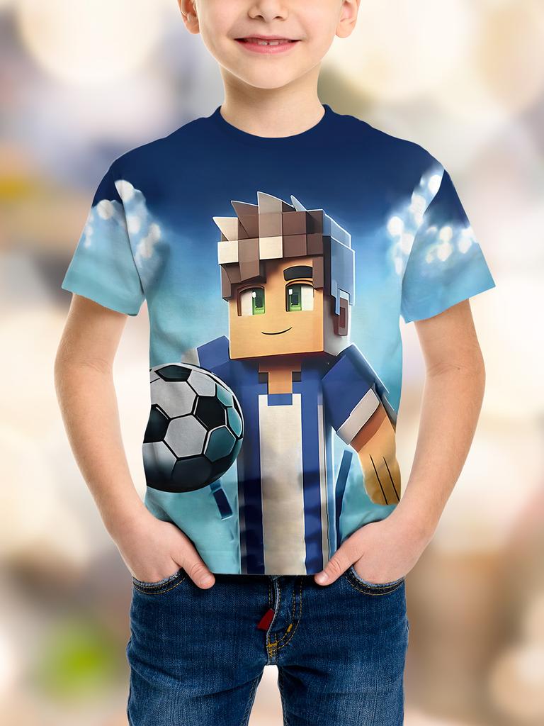 Fashion Game Pixel Birthday Party 3D Print Kids T-Shirt Humor Funny Boys Novelty Gift Short Sleeve Te