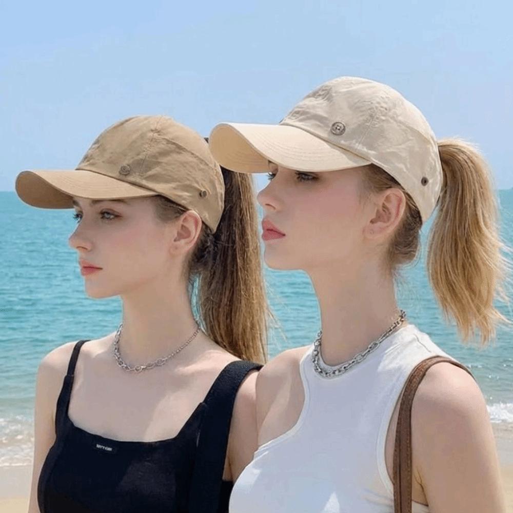 Quick-drying Women's Visor Hat UV Protection Lightweight Baseball Cap Can Hang Masks Simple Ponytail Sun Hat Outdoor Sports