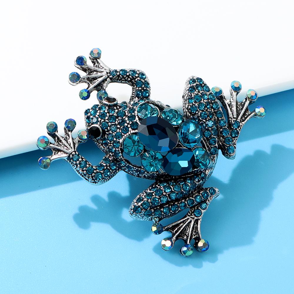 Noi 3 culori disponibile Broșe frumoase broaște pentru femei Pin design animal Bijuterii cu strass complet de înaltă calitate
