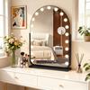 Arch Mirror Vanity with 17 LED Lights, Curved Table Top Makeup Mirror, Anti-Glare Protective Coating Rotatable Base 10x Magnifying Glass, Touch