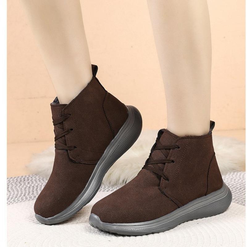 Fashion boots women's fur integrated women's shoes winter shoes mother cotton shoes women's winter velvet thickened warm soft leather soft sole