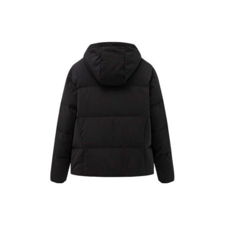 Anta Letter Print Hooded Zipper Down Jacket Women outerwear Black 162247919-4