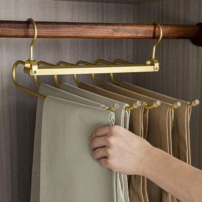 Aluminium Alloy Pants Hanger 6 In 1 Magic Trouser Hangers Folding 360 Rotatable Closet Organizer Pants Hanger Space Saving