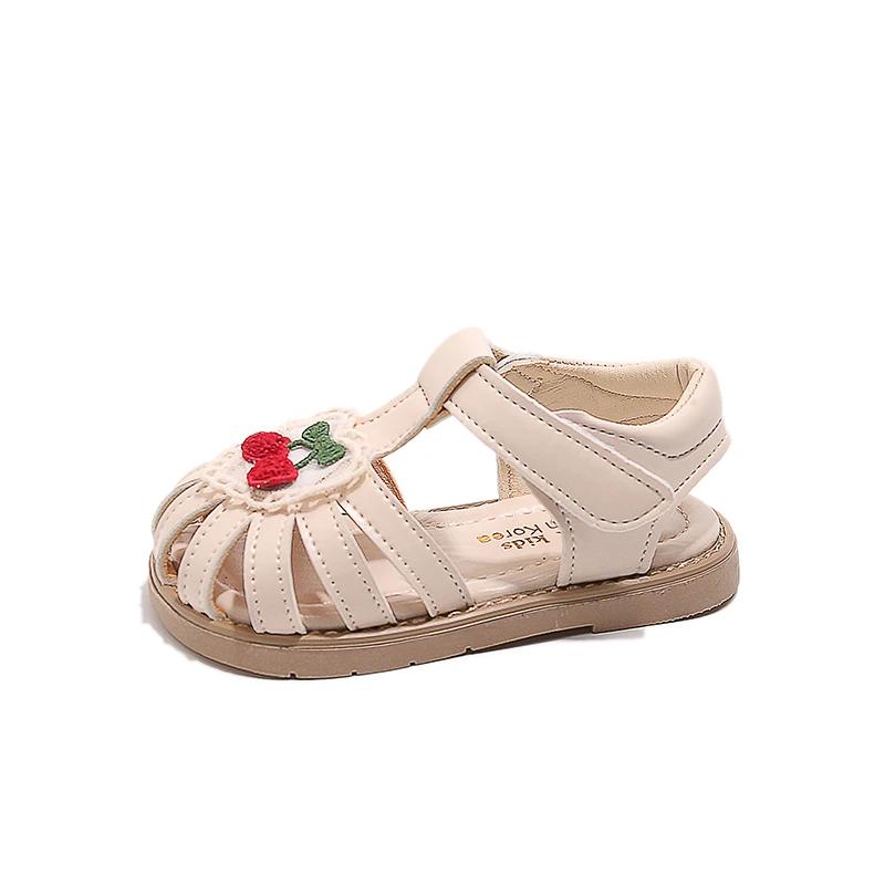 New Summer Baby Girls Sandals Pu Leather Cartoon Strawberry Children's Beach Sandals Non-slip Sole Kids Shoes 21-30