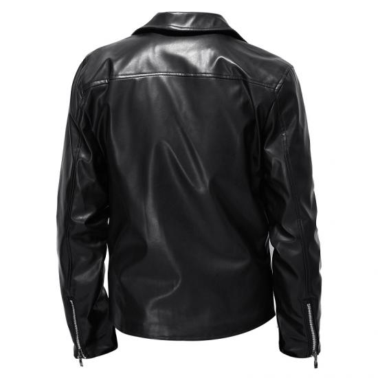 Frühling Herbst Mode Herren Streetwear Schwarze PU Lederjacke Herren Reißverschluss Hip Hop Mantel Herren Motorrad Kunstlederjacken