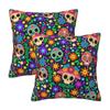 Sugar Skull Mexican Flower Halloween Day Of The Dead 2 Pcs Square Pillowcase Pillow Cover Cushion Comfort Throw Pillow For Home