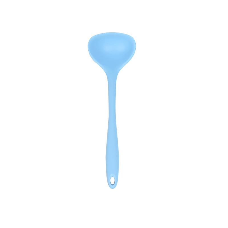 5 Color 200mm Non-stick Silicone Ladle Soup Spoon Heat Resistant Round Scoop All-in-one Silicone Large Spoon Kitchen Utensils