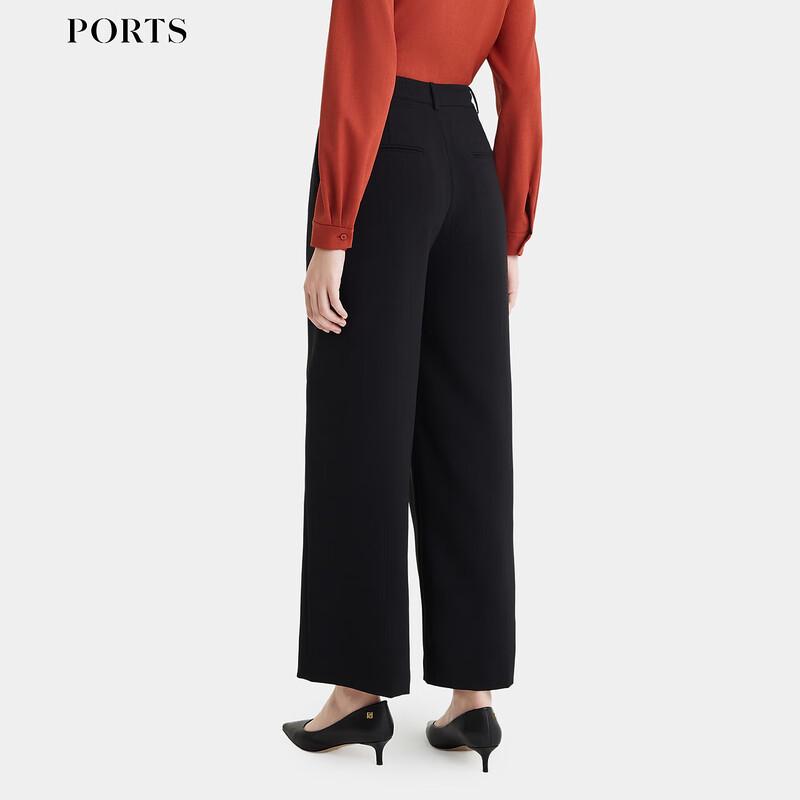 PORTS Women's Simple Black Wide-Leg Pants
