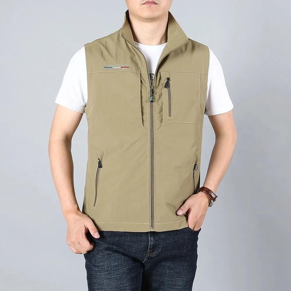 

Men s Casual Solid Color V-neck Sleeveless Vest Jacket XXXL хаки