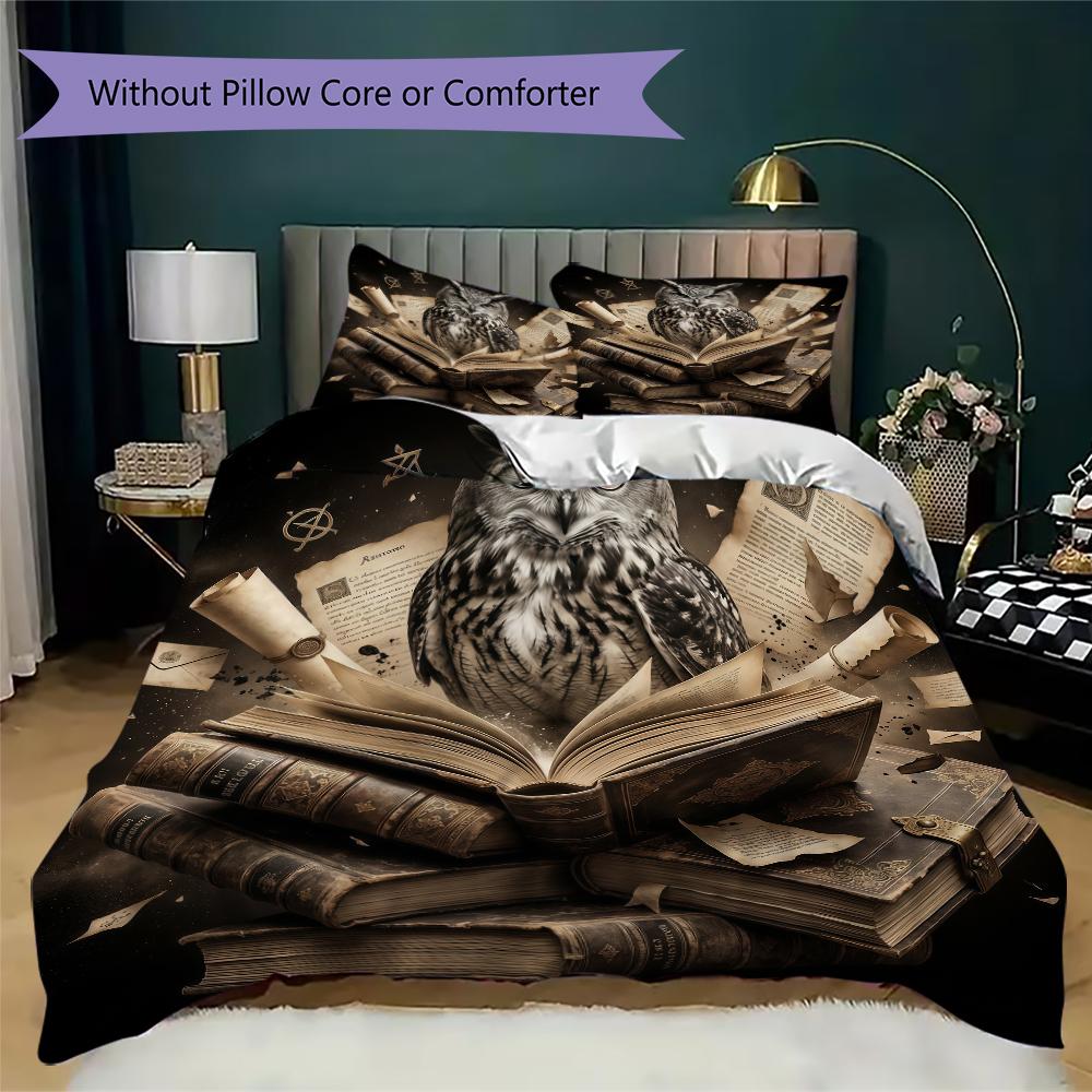 Classic Realism Owl Pattern Bedding Uilt Set Uilt Cover Pillowcase Home Decoration Birthday Gift (1 * Duvet Cover + 2 * Pillowcase Without Core)