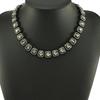Collana Catena Clavicola Iced Out Diamante Nero Hip-Hop Europeo e Americano - Collana Choker Cool per Danza di Strada e Motociclisti