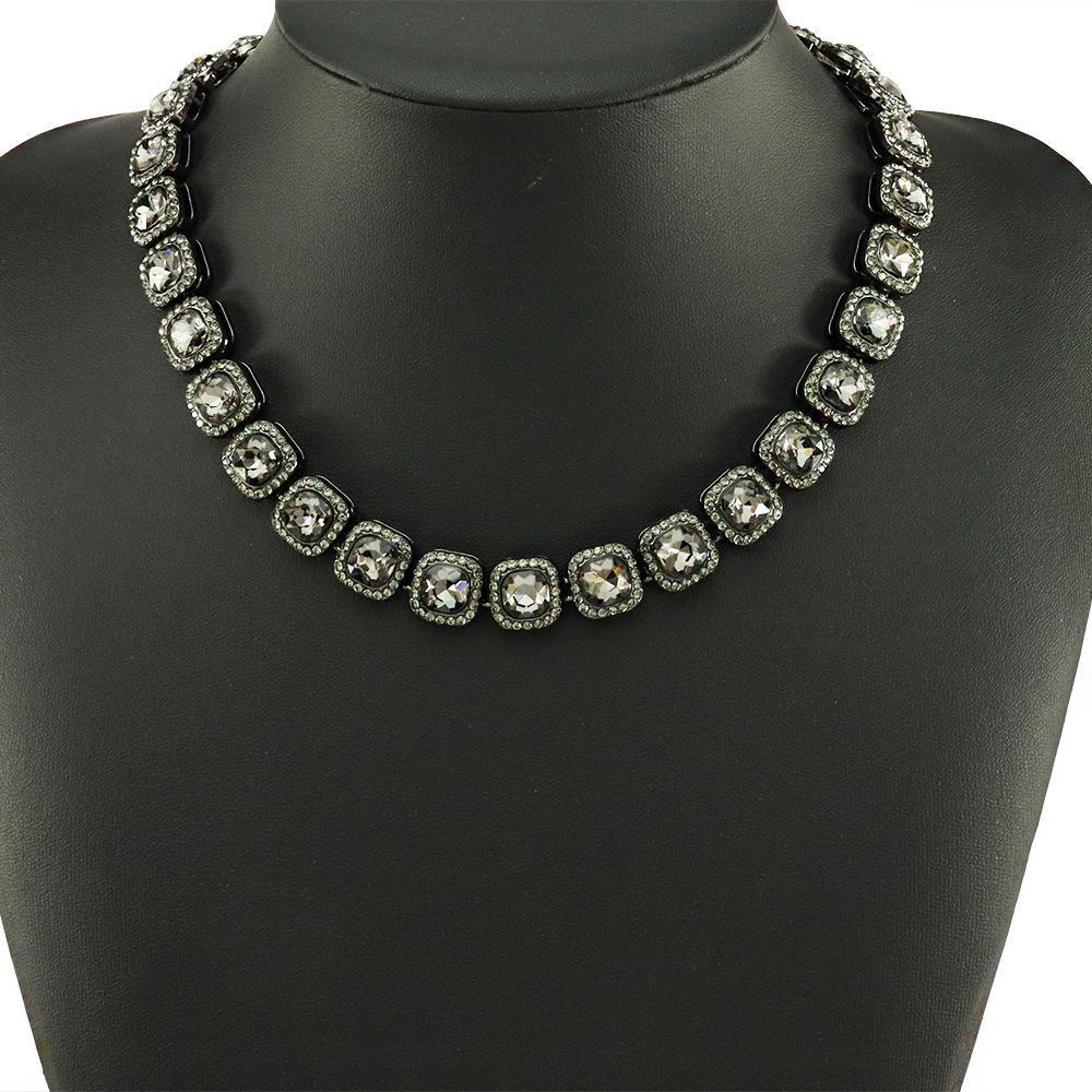 Collana Catena Clavicola Iced Out Diamante Nero Hip-Hop Europeo e Americano - Collana Choker Cool per Danza di Strada e Motociclisti