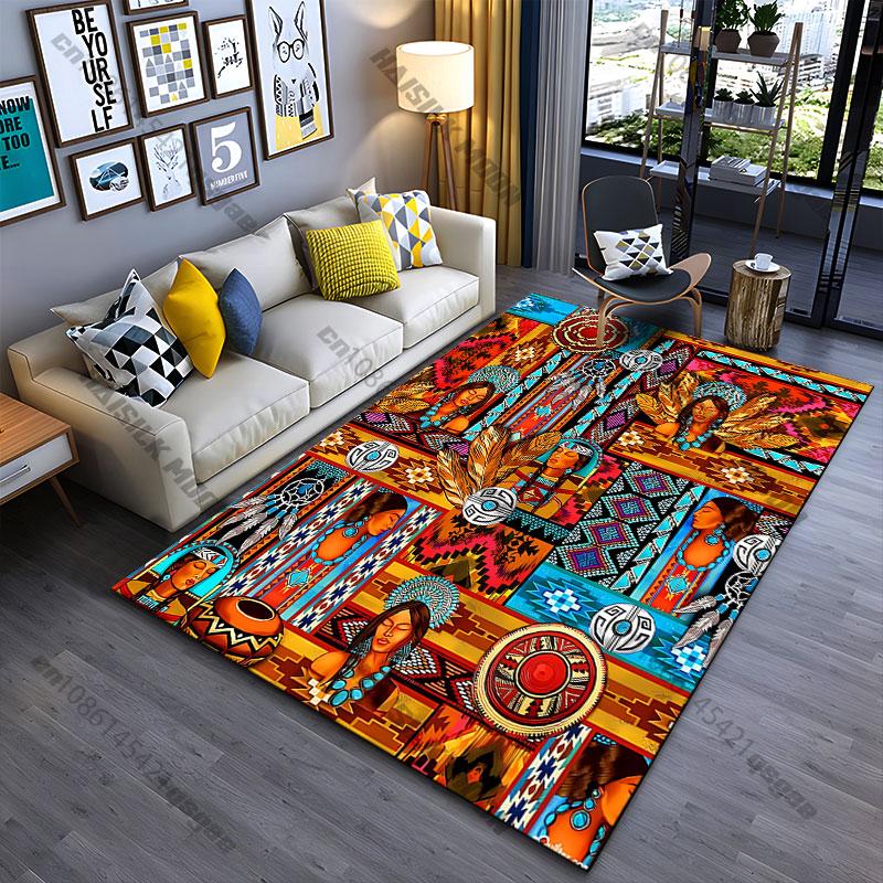 Native art culture vibrant patterns carpet Yoga living room room decor children's crawling mat doormat area rug games mat