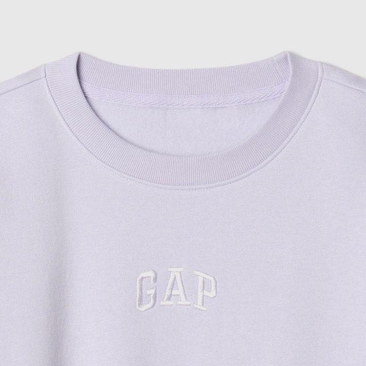 Gap Embroidered Logo Ribbed Crewneck Sweatshirt Kids sweatshirt Light-Purple 719210