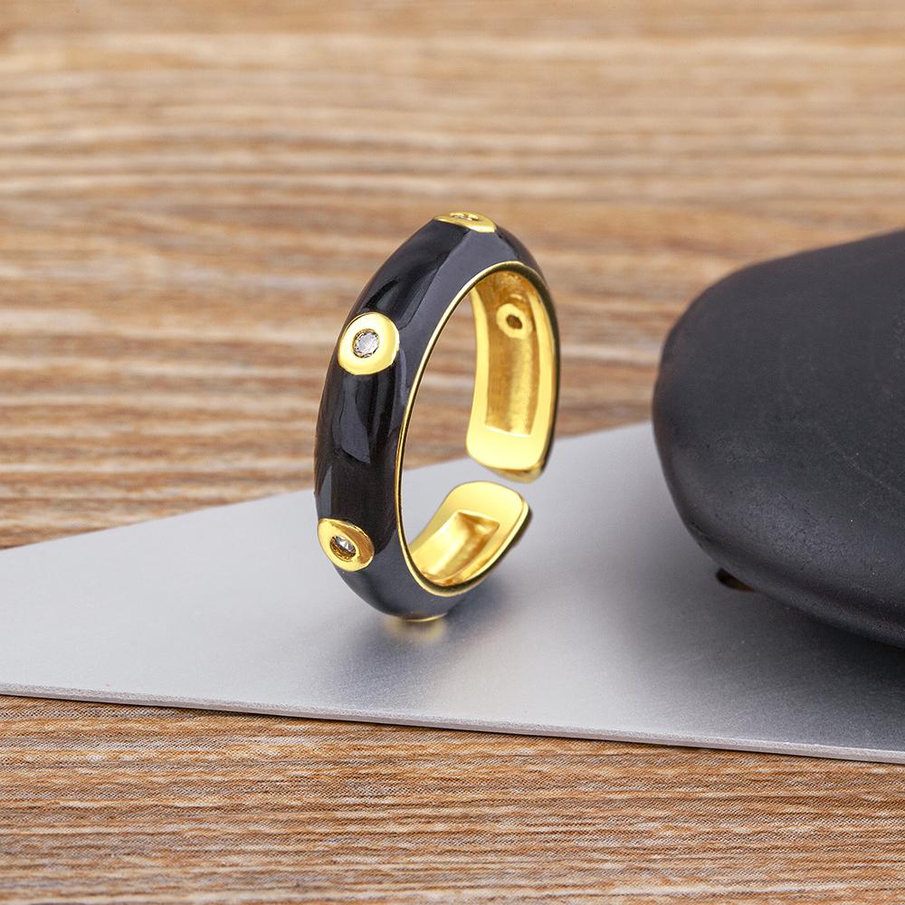 Nidin High Quality Enamel Dripping Oil Candy Colors Open Adjustable Ring Women Girls Fashion Boho Style Jewelry Friendship Gift