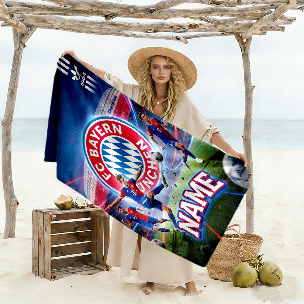 Bayern Munich Poster Customizable Name Beach Towel Super Soft & Absorbent