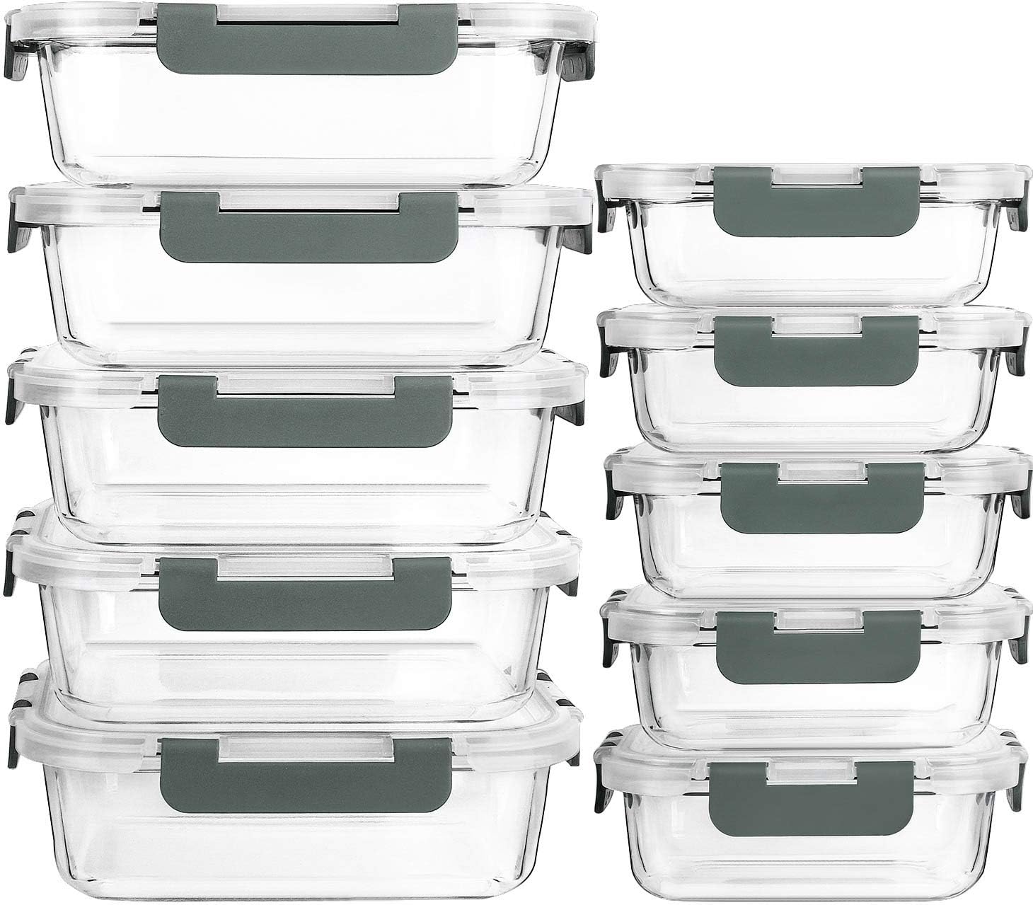 [10-Pack] Glass Meal Prep Containers with