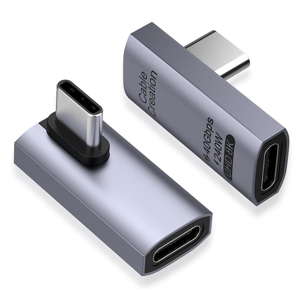 

CABLECREATION USB 4.0 Elbow Type-C Male to Type-C Female Converter 240W Fast Charging Adapter CC1295