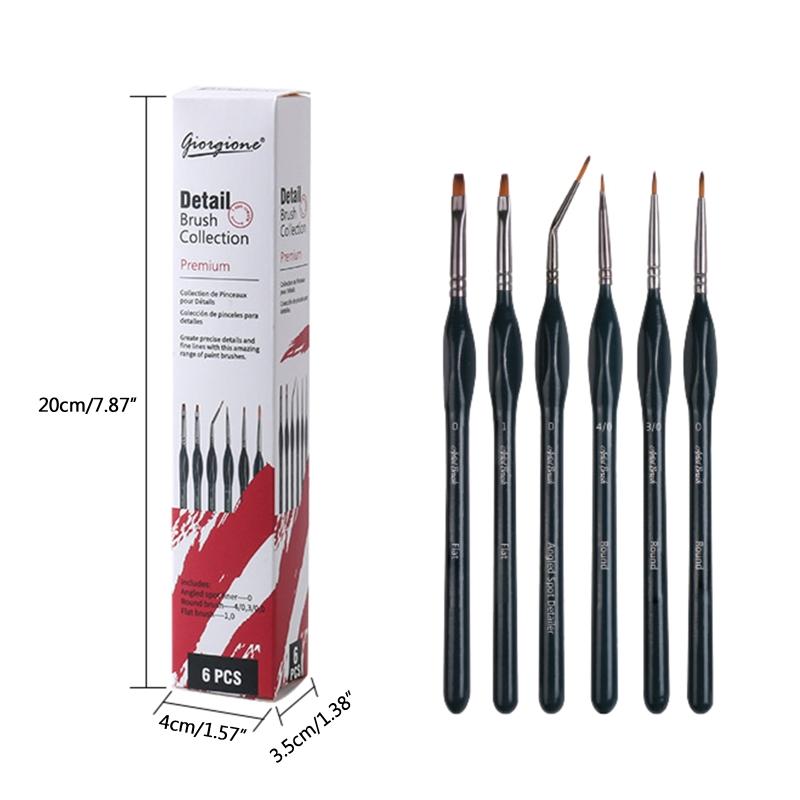 6 PCS Fine Detail Paint Brush Miniature Painting Brushes Kit for Acrylic Watercolor Oil Face Nail Scale Model Painting