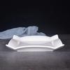 Pure White Ceramic Square Steak Plate - Irregular Design, Creative Western Flatware for Home and Hotel Dining.