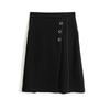 DIMANAF 2026 Summer New Plus Size Women A-Line Skirt Casual Button High Waist Skirts Black Fashion Lady Bottoms