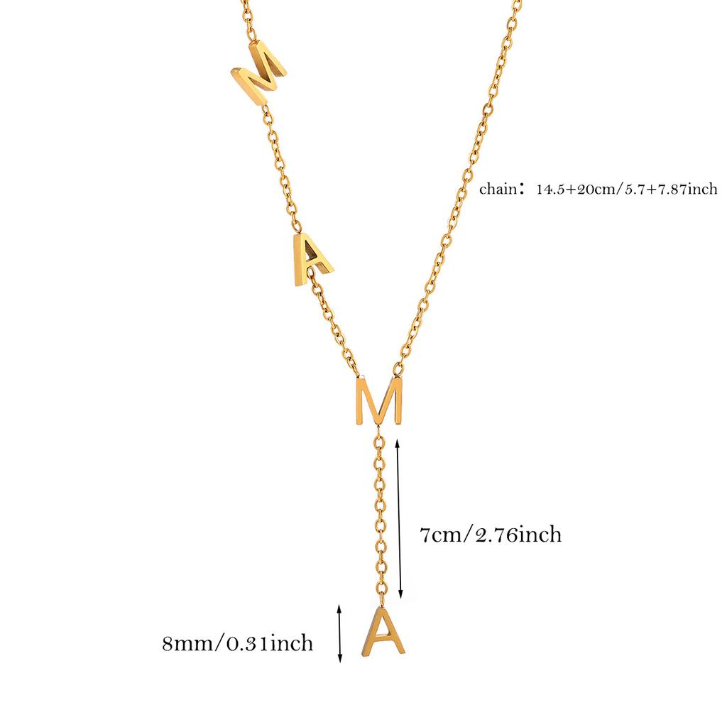 Elegant Mama Letter Y Necklace For Women Fashion Stainless Steel Jewelry Charm Gold Color Waterproof Choker Mothers Day Mom Gift