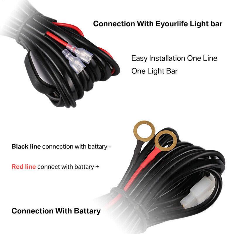 Wire Harness Harness Kit For Led Driving Light Strip Offroad Driving Work Electric 18Awg Waterproof Replacement Lightbar
