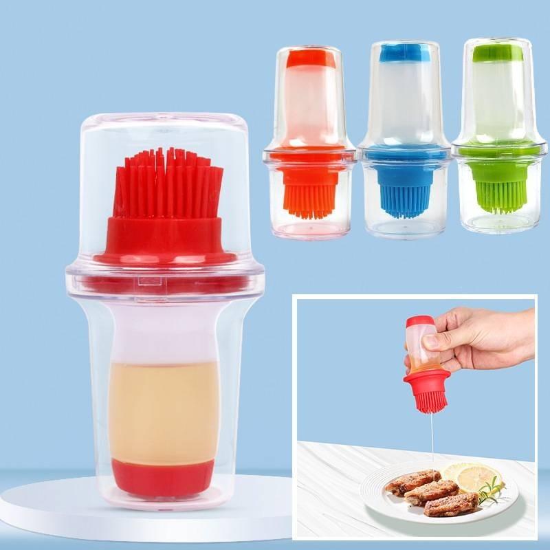 Press Grill Portable Oil Bottle Brush Storage Cover Kitchen Barbecue Gadget