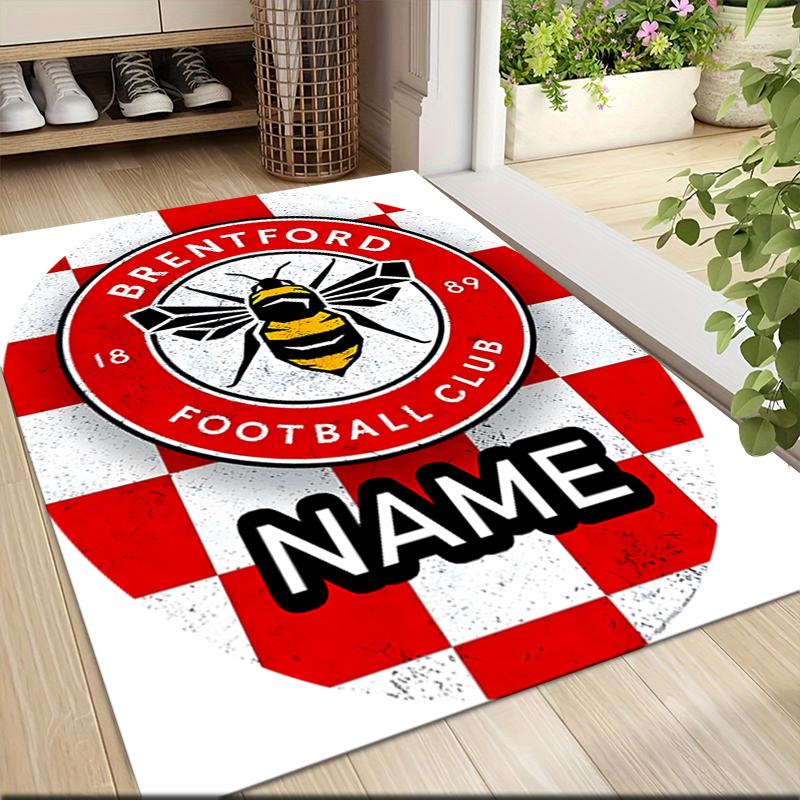 Custom Name Brentford Football Club Crest Carpet Rug Customizable Soft Washable Anti-Slip Home Living Room Sofa Mats Personalized Rug. 0909208