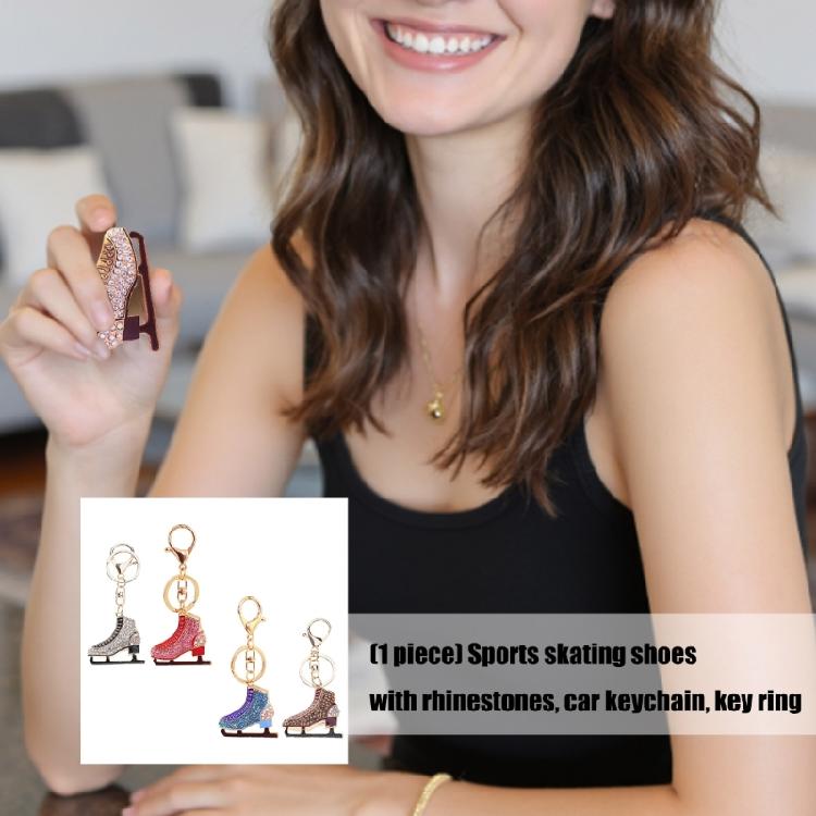 Sportlicher Stil Strass Schlüsselanhänger Premium Legierung Schlüsselring Dekorativer Eiskunstlauf Anhänger Sicherer Verschluss Für Sportfan