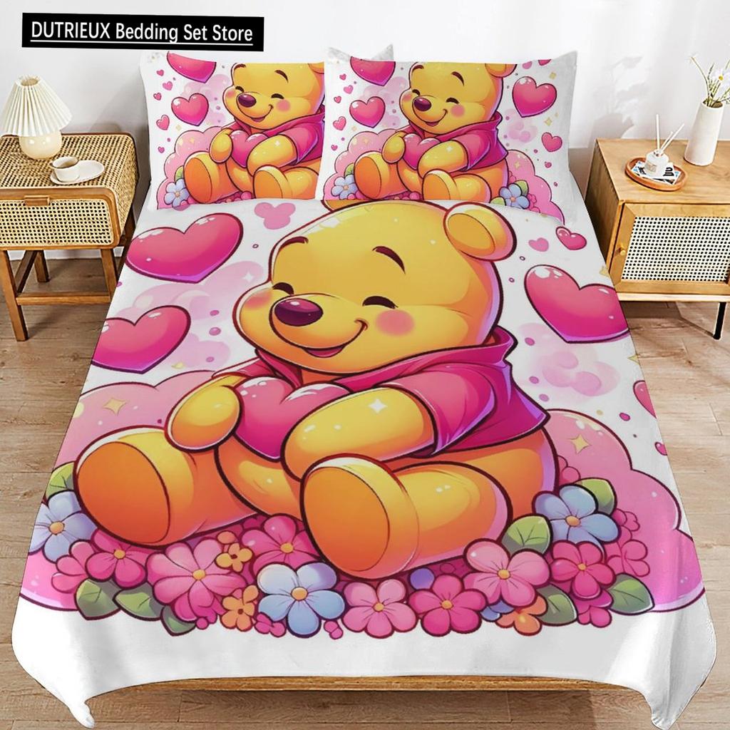 Winnie Puuh Bettbezug Mikrofaser Bettwäschesets Bettdecke 1 Bettbezug und Kissenbezüge für Kinder Jungen Mädchen Schlafzimmerdeko