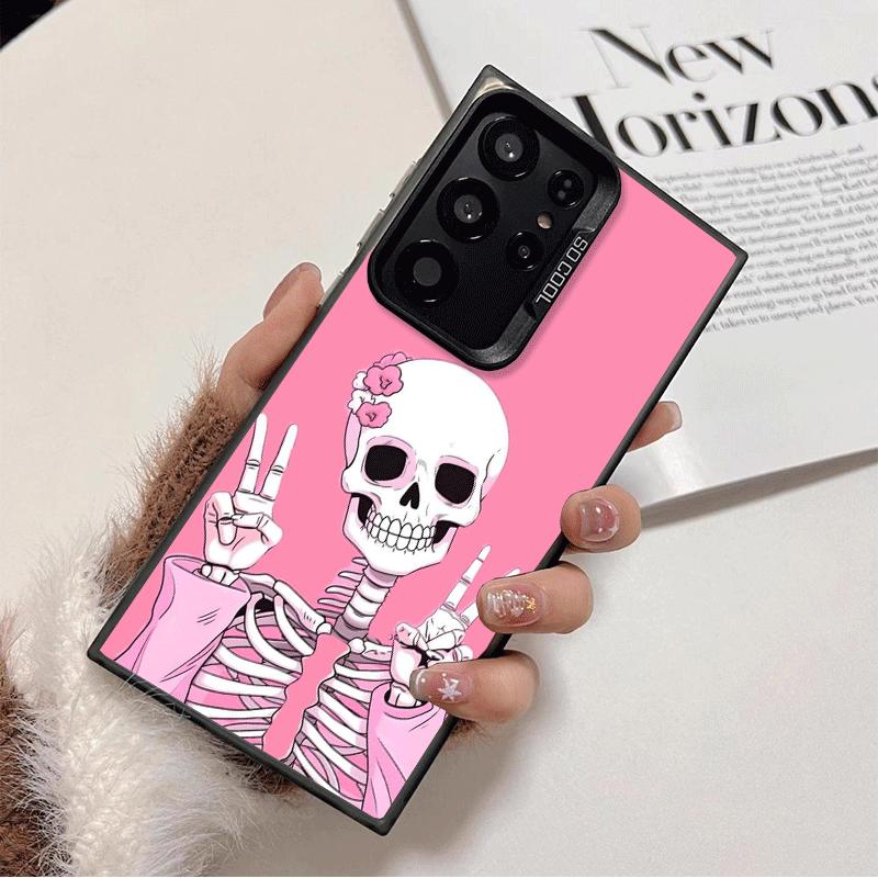 Pink Style Skull Witch Soft Phone Case for Samsung Galaxy S24 S25 FE S26 Edge S23 Ultra S22 Plus S21 + Shockproof Cover Back She