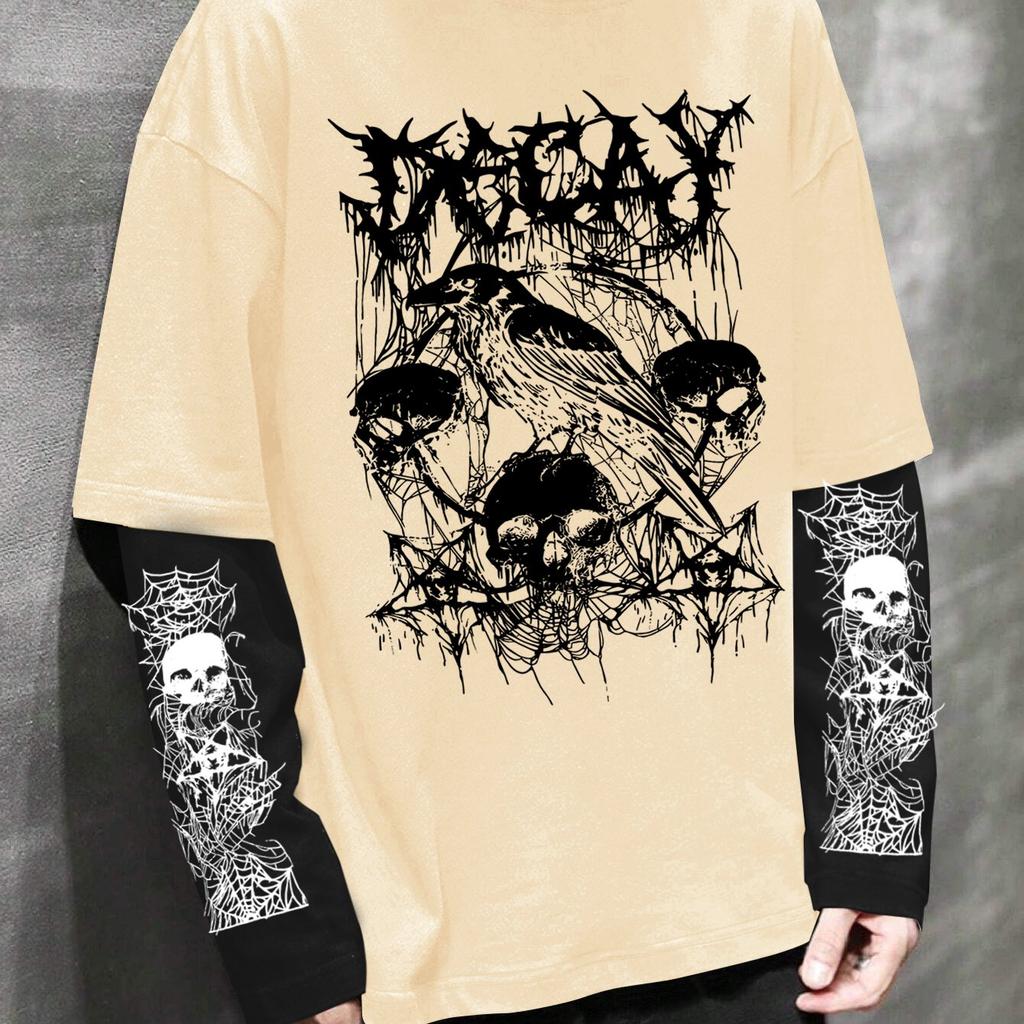 Y2K Hip-Hop Dark Style Print T-Shirt, New Fashion for Spring