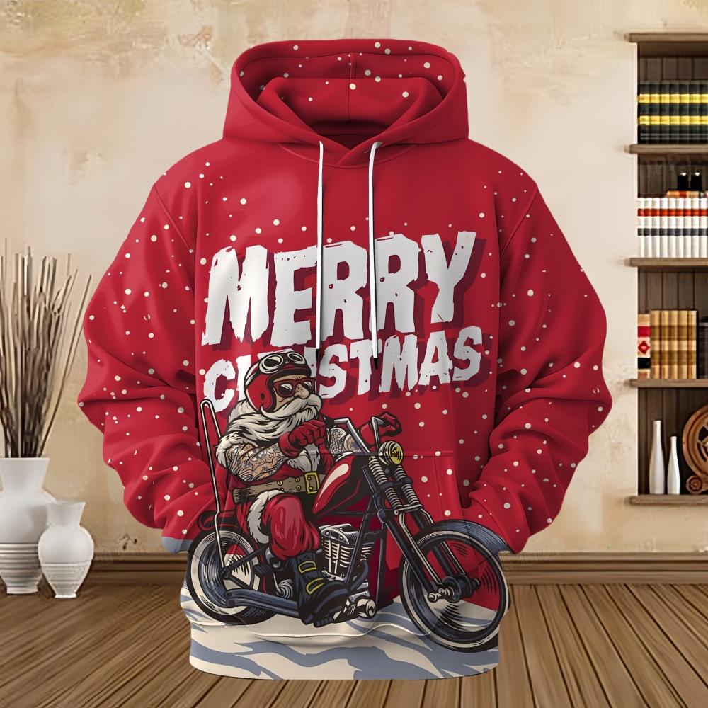 New Sweatshirts Santa Claus Funny 3D Prints Pullover Hoodie Kangaroo Pocket Designer Men's Clothing Fall Christmas Sweatshirt