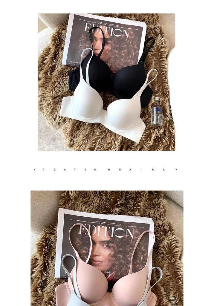 Sujetador Push-Up Sin Costuras Estilo Sudeste Asiático - Para Mujer, Copa Fina, Con Aros Cómodo, Diseño Suave de Una Sola Pieza