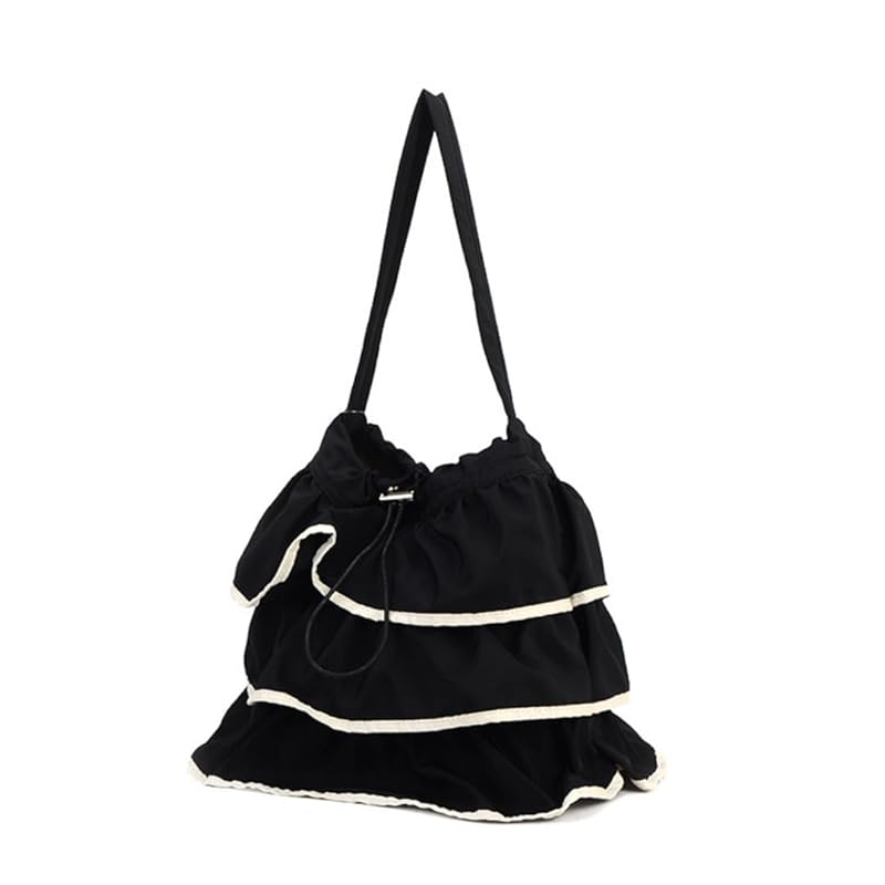 

[Avancer] Trendy frill tote bag 61550 Sugar Adult cute style A4 compatible lightweight (black)