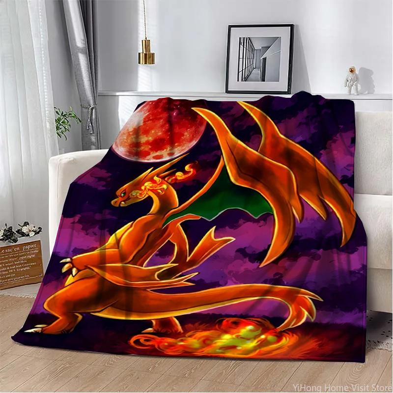 Pokemon Charmander Cute Cartoon Flannel Fluffy Throw Camping Blankets for Children Sofa Throw Thin Picnic Blanket Fashion Gifts