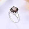 Simple Design Ring with Natural Smoky Quartz Cushion 10mm 925 Sterling Silver Fine Jewelry Women Nice Gift