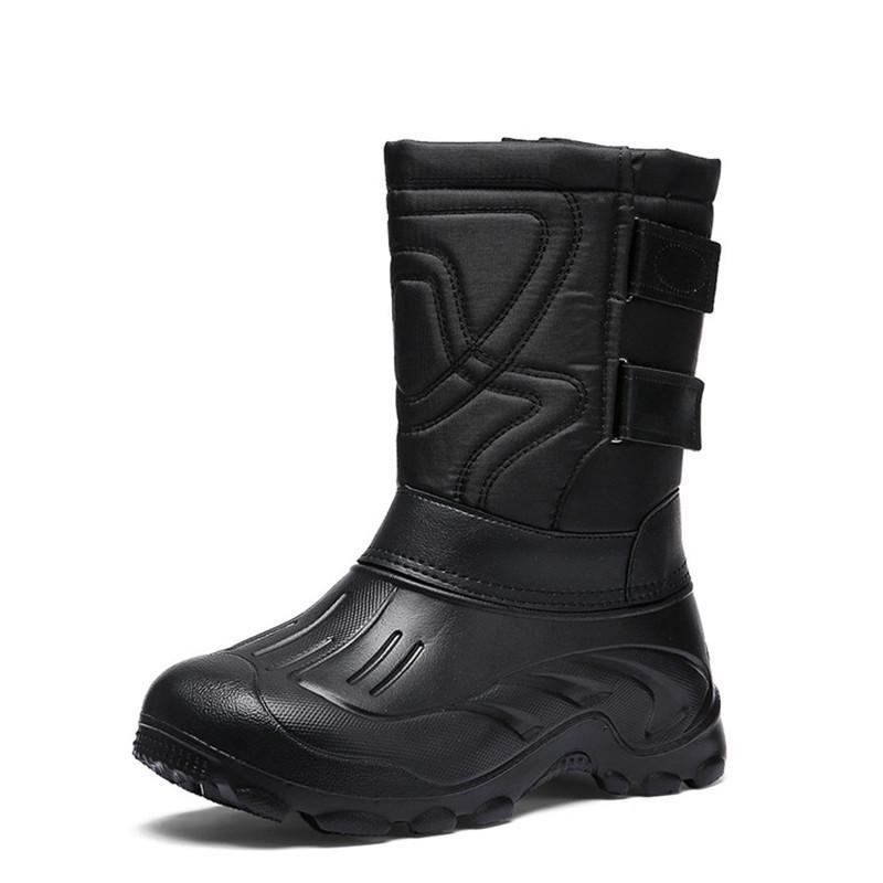 Men's Waterproof Non-Slip Large Snow Boots with Thick Velvet Lining