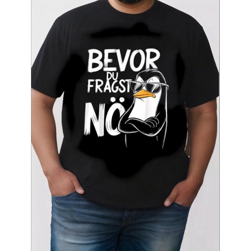 Casual Style Men'S T-Shirt with Penguin And Text Before You Ask No Summer Wear for Friends And Family Gifts, Plus Size