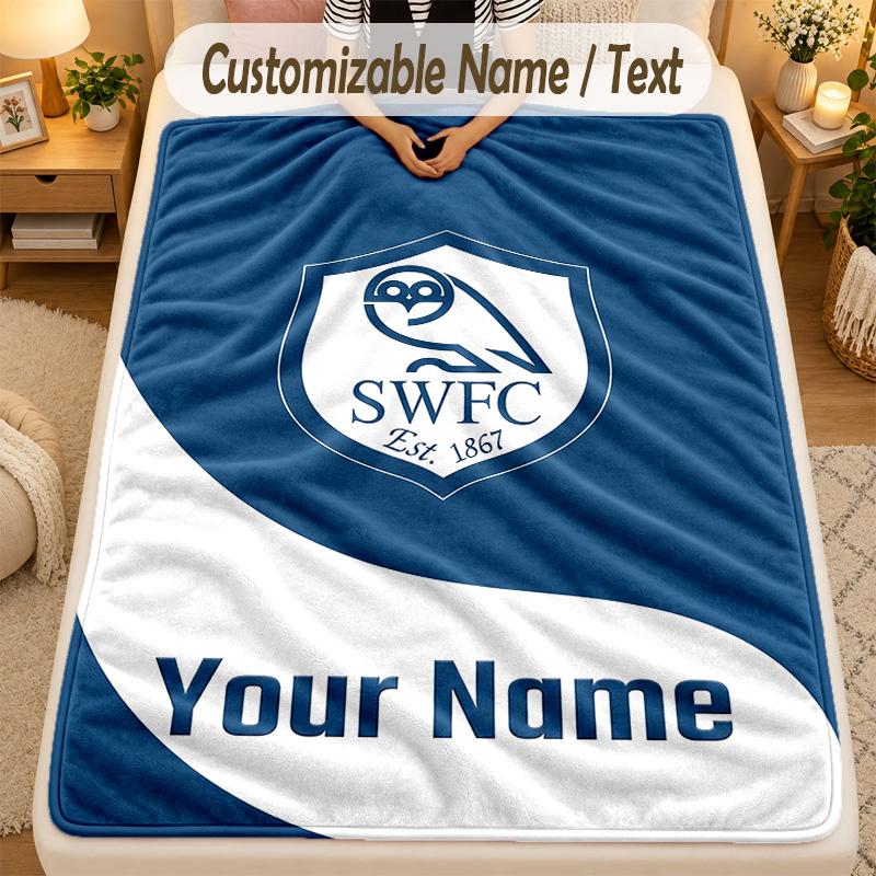 Flannel BlanketSheffield Wednesday FC Custom Name Text Personalized Soft Warm Throw Blanket Home Decor Gift